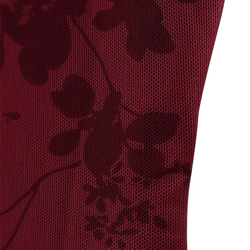 New Dresses Women Autumn O-Neck Sexy Wine Red Streetwear Fashion Print Long Sleeves Dresses Lady Knitted Pullover Clothing Dress