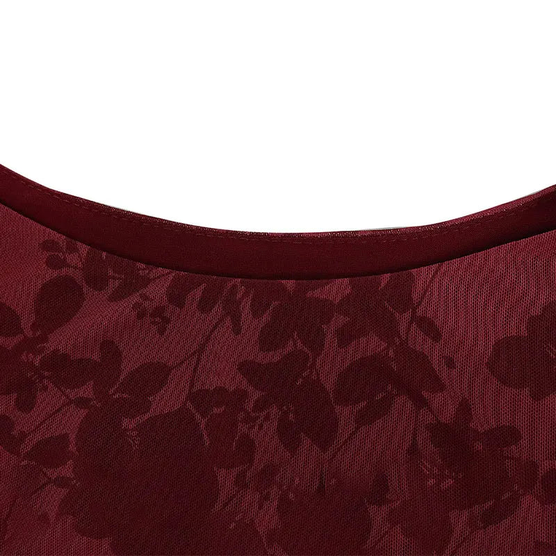 New Dresses Women Autumn O-Neck Sexy Wine Red Streetwear Fashion Print Long Sleeves Dresses Lady Knitted Pullover Clothing Dress